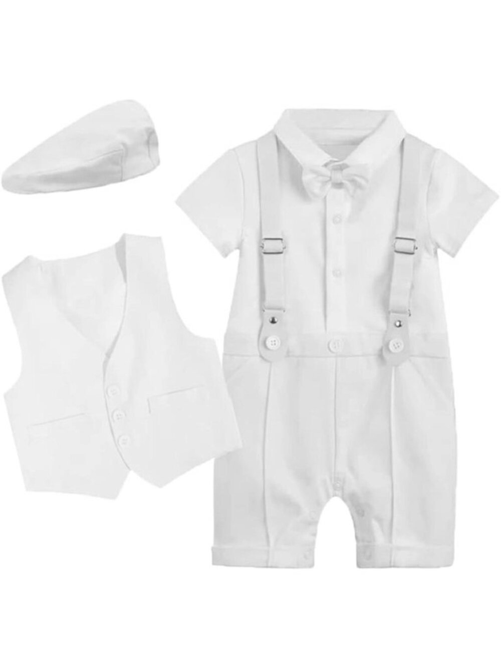 Baby Boy Outfit Infant Formal Suit Romper Top Vest Pant HatSet 5 Pc 3-6 Month